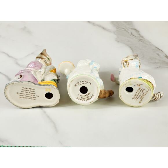 Breatrix Potter's Cat Kitten Lover Ribby Tabitha Miss Moppet 3 3/4" Year 1976 x3 - Picture 12 of 16